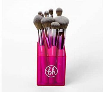 Midnight Festival Brush Set 10 Piece Brush Collection with Brush Holder (PINK)